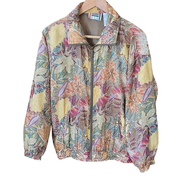 EVR Vintage Women's 100% Silk Bomber Jacket Full Zip Pockets Size Medium - Picture 1 of 15